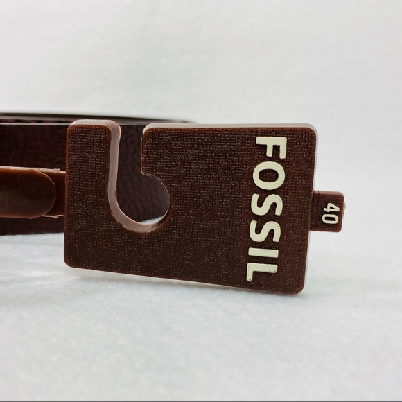 Fossil Pike Two Tone Brown Pebbled Leather Belt - Size 40 - NWT - Picture 9 of 10